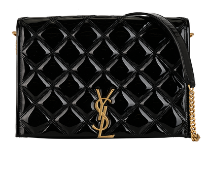 Becky Shoulder Bag, &pound;895, Handbags, Black, Patent Leather, Front view